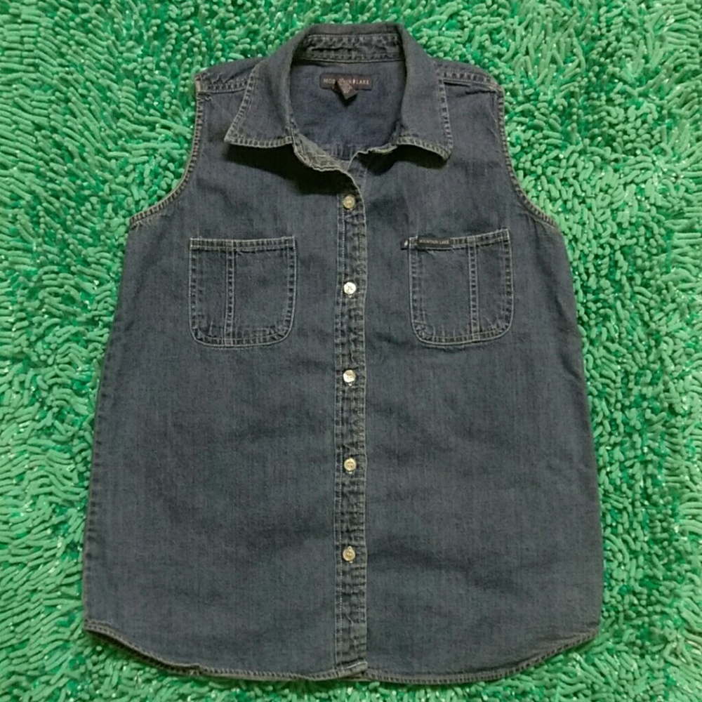 Sleeveless Denim Button Down